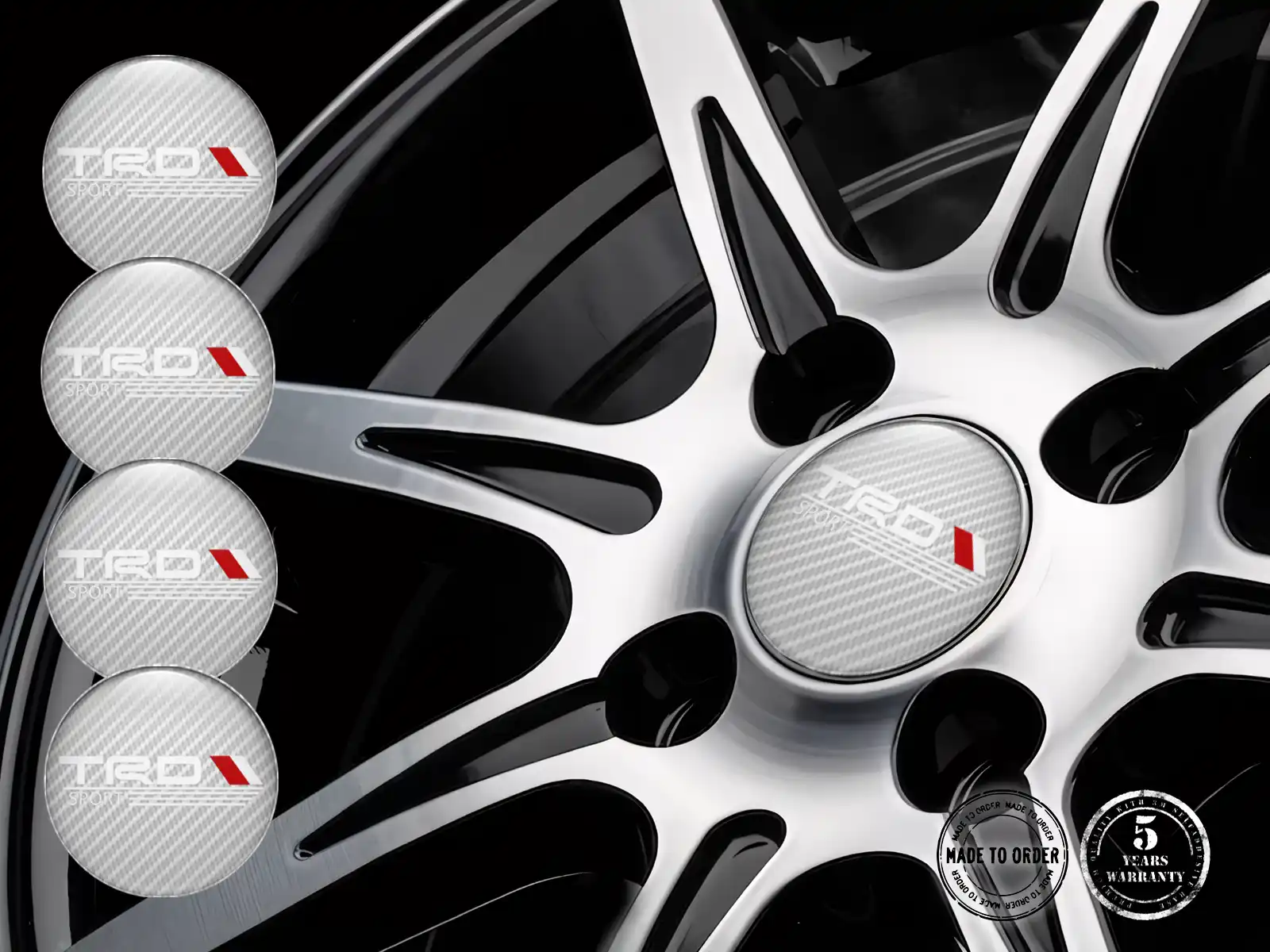 Toyota TRD Emblema Bombado Logo Pegatina de Rueda Perfecta